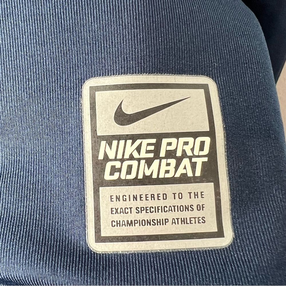 Nike Pro Combat Compression Navy Blue Long Sleeve Dri Fit XL - Picture 2 of 8